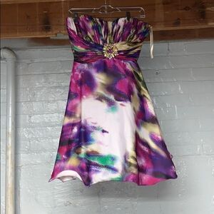Cassandra Stone Color Splotched Formal Dress